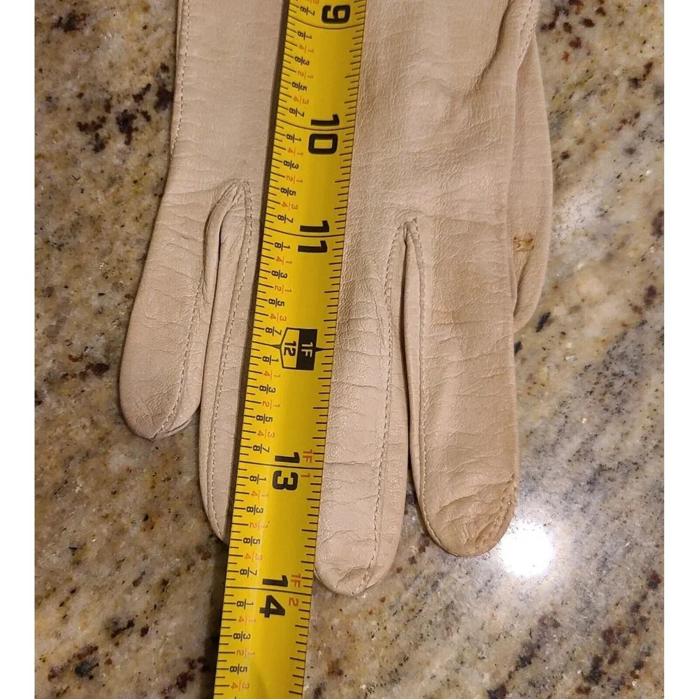 Vintage Size S Beige Kid Leather Formal 14